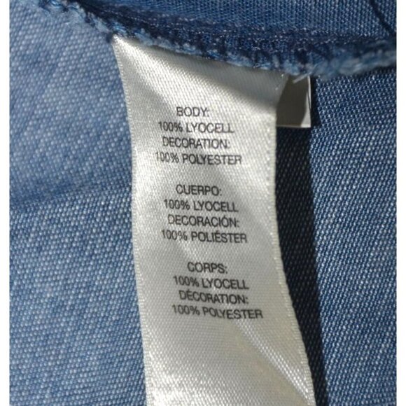 Chico's 1 Blue Ombre Open Front Chambray Shacket Jacket Size M 8 Pockets - Picture 12 of 13